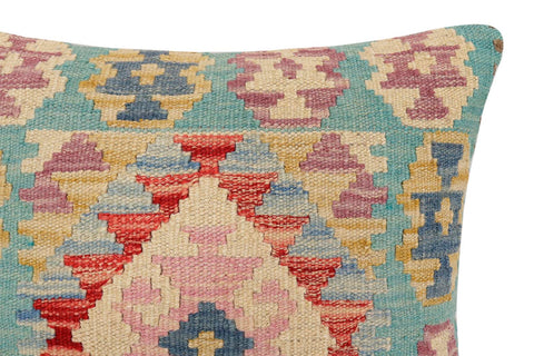 handmade Traditional Pillow Blue Red Hand-Woven SQUARE 100% WOOL Hand woven turkish pillow2 x 2