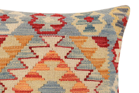 handmade Traditional Pillow Blue Red Hand-Woven SQUARE 100% WOOL Hand woven turkish pillow2 x 2