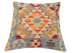 handmade Traditional Pillow Blue Red Hand-Woven SQUARE 100% WOOL Hand woven turkish pillow2' x 2'