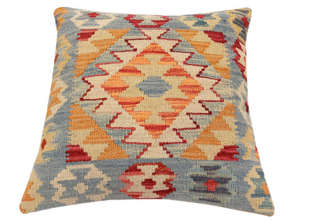 handmade Traditional Pillow Blue Red Hand-Woven SQUARE 100% WOOL Hand woven turkish pillow2 x 2