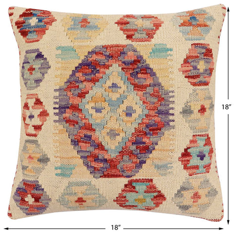 handmade Traditional Pillow Beige Red Hand-Woven SQUARE 100% WOOL Hand woven turkish pillow2 x 2
