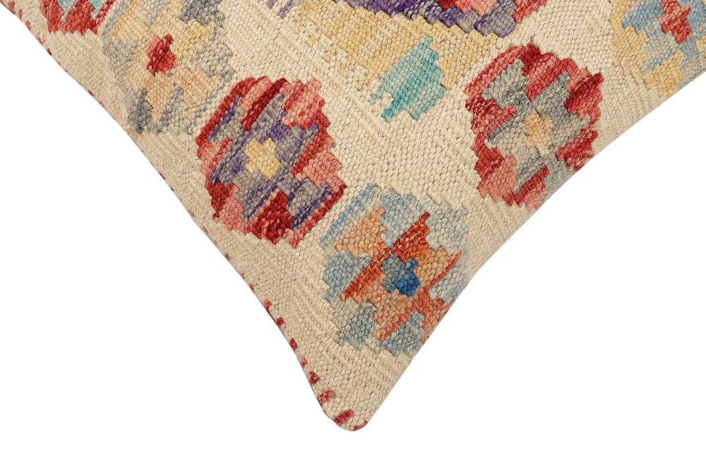handmade Traditional Pillow Beige Red Hand-Woven SQUARE 100% WOOL Hand woven turkish pillow2' x 2'