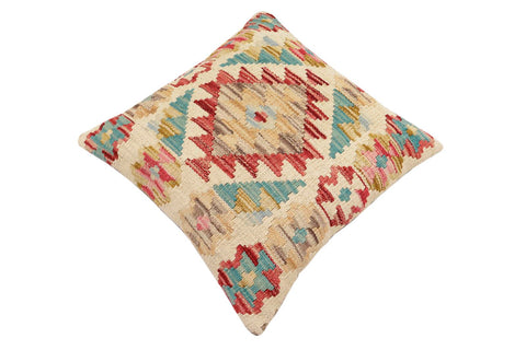handmade Traditional Pillow Beige Red Hand-Woven SQUARE 100% WOOL Hand woven turkish pillow2 x 2