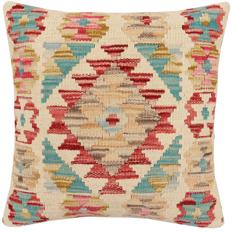 handmade Traditional Pillow Beige Red Hand-Woven SQUARE 100% WOOL Hand woven turkish pillow2 x 2