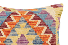 handmade Traditional Pillow Rust Blue Hand-Woven SQUARE 100% WOOL Hand woven turkish pillow2' x 2'