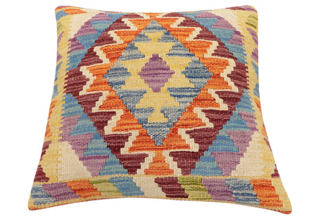 handmade Traditional Pillow Rust Blue Hand-Woven SQUARE 100% WOOL Hand woven turkish pillow2 x 2