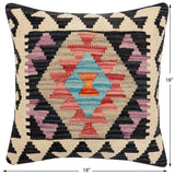 handmade Traditional Pillow Red Black Hand-Woven SQUARE 100% WOOL Hand woven turkish pillow2' x 2'