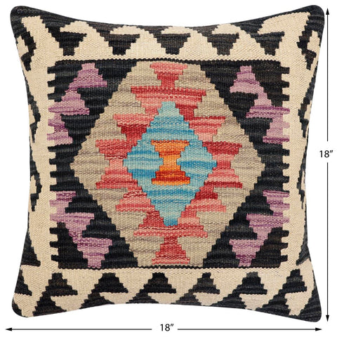 handmade Traditional Pillow Red Black Hand-Woven SQUARE 100% WOOL Hand woven turkish pillow2 x 2