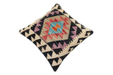 handmade Traditional Pillow Red Black Hand-Woven SQUARE 100% WOOL Hand woven turkish pillow2' x 2'