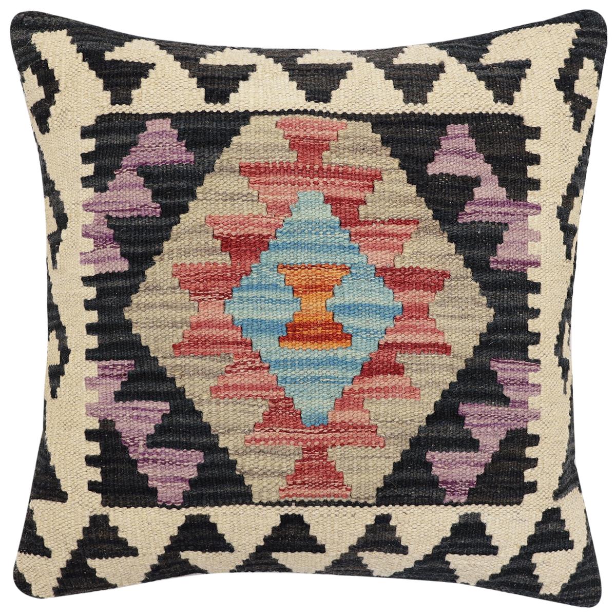 handmade Traditional Pillow Red Black Hand-Woven SQUARE 100% WOOL Hand woven turkish pillow2 x 2
