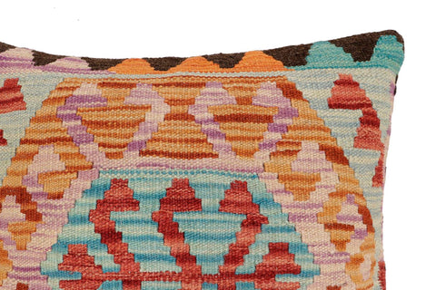 handmade Traditional Pillow Red Blue Hand-Woven SQUARE 100% WOOL Hand woven turkish pillow2 x 2