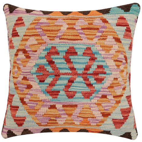 handmade Traditional Pillow Red Blue Hand-Woven SQUARE 100% WOOL Hand woven turkish pillow2 x 2