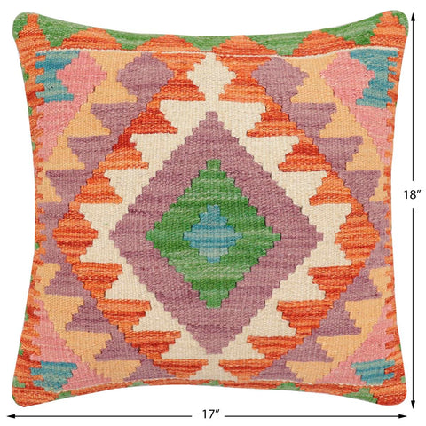 handmade Traditional Pillow Rust Blue Hand-Woven SQUARE 100% WOOL  Hand woven turkish pillow  2 x 2