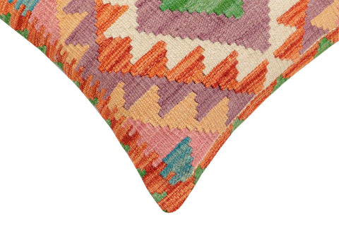 handmade Traditional Pillow Rust Blue Hand-Woven SQUARE 100% WOOL  Hand woven turkish pillow  2 x 2