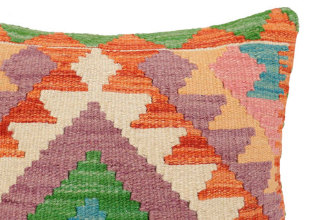 handmade Traditional Pillow Rust Blue Hand-Woven SQUARE 100% WOOL  Hand woven turkish pillow  2 x 2