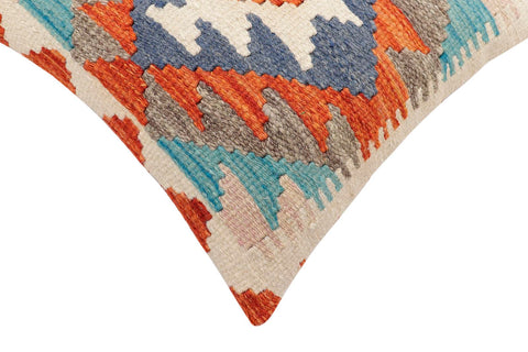 handmade Traditional Pillow Rust Blue Hand-Woven SQUARE 100% WOOL Hand woven turkish pillow2 x 2