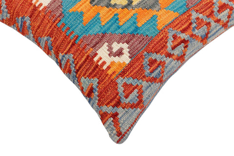 handmade Traditional Pillow Rust Blue Hand-Woven SQUARE 100% WOOL Hand woven turkish pillow2 x 2