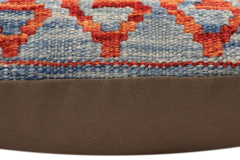handmade Traditional Pillow Rust Blue Hand-Woven SQUARE 100% WOOL Hand woven turkish pillow2 x 2