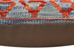 handmade Traditional Pillow Rust Blue Hand-Woven SQUARE 100% WOOL Hand woven turkish pillow2' x 2'