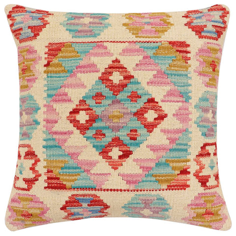 handmade Traditional Pillow Beige Red Hand-Woven SQUARE 100% WOOL Hand woven turkish pillow2 x 2