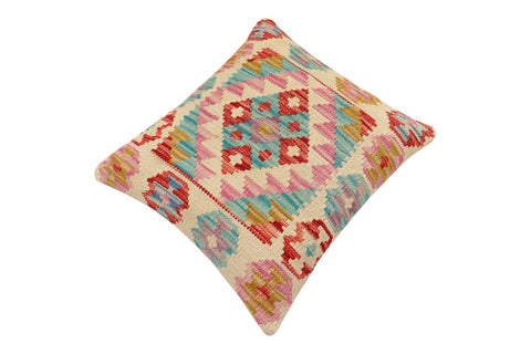 handmade Traditional Pillow Beige Red Hand-Woven SQUARE 100% WOOL Hand woven turkish pillow2 x 2