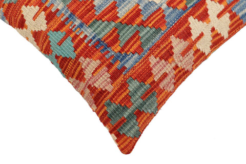 handmade Traditional Pillow Rust Blue Hand-Woven SQUARE 100% WOOL Hand woven turkish pillow2 x 2
