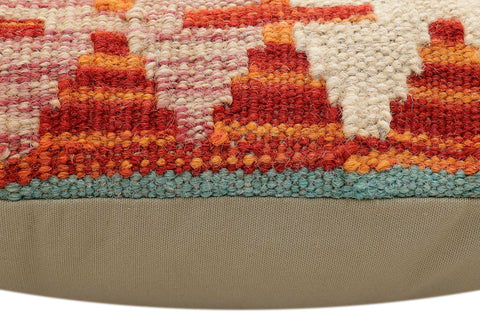 handmade Traditional Pillow Rust Blue Hand-Woven SQUARE 100% WOOL Hand woven turkish pillow2 x 2