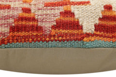 handmade Traditional Pillow Rust Blue Hand-Woven SQUARE 100% WOOL Hand woven turkish pillow2' x 2'