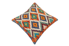 handmade Traditional Pillow Rust Blue Hand-Woven SQUARE 100% WOOL Hand woven turkish pillow2' x 2'