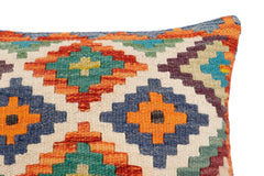 handmade Traditional Pillow Rust Blue Hand-Woven SQUARE 100% WOOL Hand woven turkish pillow2' x 2'