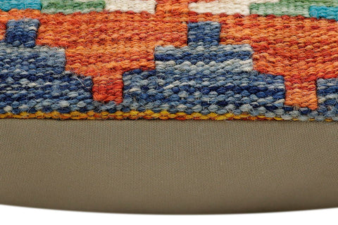 handmade Traditional Pillow Rust Blue Hand-Woven SQUARE 100% WOOL Hand woven turkish pillow2 x 2