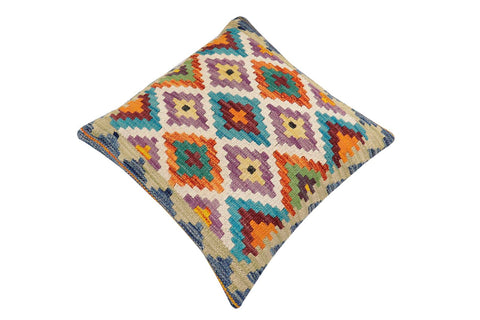 handmade Traditional Pillow Rust Blue Hand-Woven SQUARE 100% WOOL Hand woven turkish pillow2 x 2