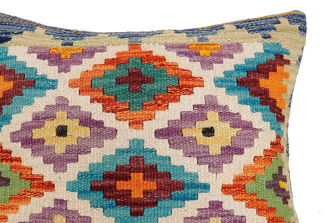 handmade Traditional Pillow Rust Blue Hand-Woven SQUARE 100% WOOL Hand woven turkish pillow2 x 2