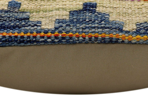 handmade Traditional Pillow Rust Blue Hand-Woven SQUARE 100% WOOL Hand woven turkish pillow2 x 2