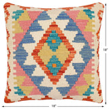 handmade Traditional Pillow Rust Beige Hand-Woven SQUARE 100% WOOL Hand woven turkish pillow2' x 2'