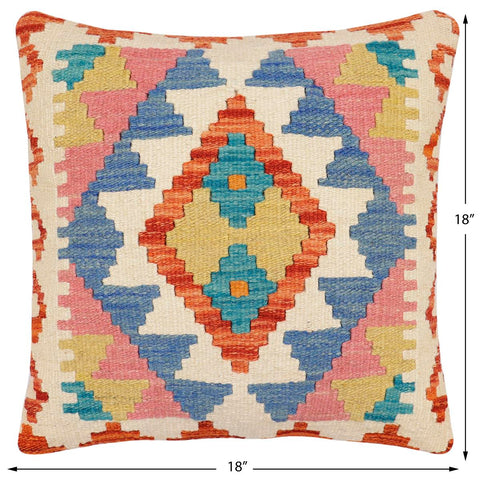 handmade Traditional Pillow Rust Beige Hand-Woven SQUARE 100% WOOL Hand woven turkish pillow2 x 2