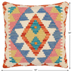 handmade Traditional Pillow Rust Beige Hand-Woven SQUARE 100% WOOL Hand woven turkish pillow2' x 2'