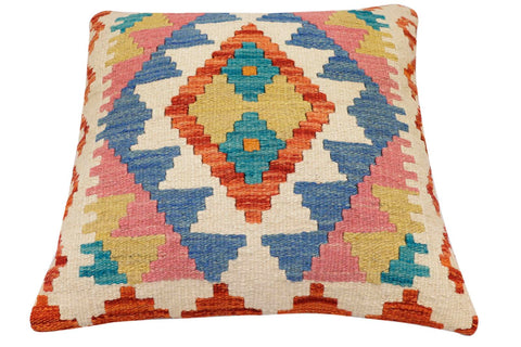 handmade Traditional Pillow Rust Beige Hand-Woven SQUARE 100% WOOL Hand woven turkish pillow2 x 2