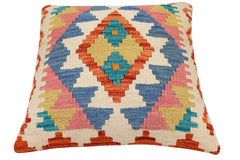 handmade Traditional Pillow Rust Beige Hand-Woven SQUARE 100% WOOL Hand woven turkish pillow2' x 2'