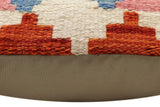 handmade Traditional Pillow Rust Beige Hand-Woven SQUARE 100% WOOL Hand woven turkish pillow2' x 2'