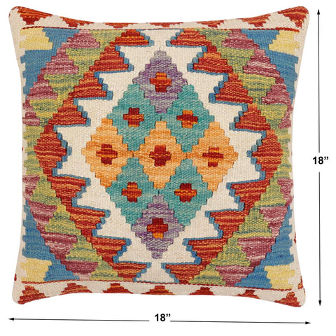 handmade Traditional Pillow Rust Blue Hand-Woven SQUARE 100% WOOL Hand woven turkish pillow2 x 2