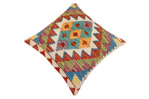 handmade Traditional Pillow Rust Blue Hand-Woven SQUARE 100% WOOL Hand woven turkish pillow2 x 2
