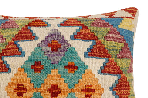 handmade Traditional Pillow Rust Blue Hand-Woven SQUARE 100% WOOL Hand woven turkish pillow2 x 2