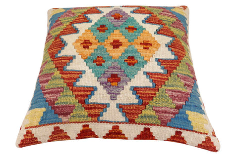 handmade Traditional Pillow Rust Blue Hand-Woven SQUARE 100% WOOL Hand woven turkish pillow2 x 2