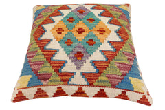 handmade Traditional Pillow Rust Blue Hand-Woven SQUARE 100% WOOL Hand woven turkish pillow2' x 2'