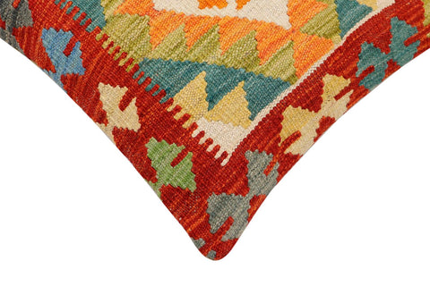 handmade Traditional Pillow Rust Blue Hand-Woven SQUARE 100% WOOL Hand woven turkish pillow2 x 2