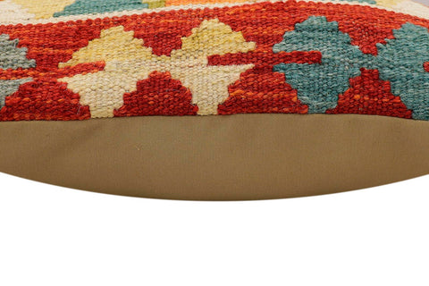 handmade Traditional Pillow Rust Blue Hand-Woven SQUARE 100% WOOL Hand woven turkish pillow2 x 2