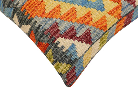 handmade Traditional Pillow Rust Blue Hand-Woven SQUARE 100% WOOL  Hand woven turkish pillow  2 x 2