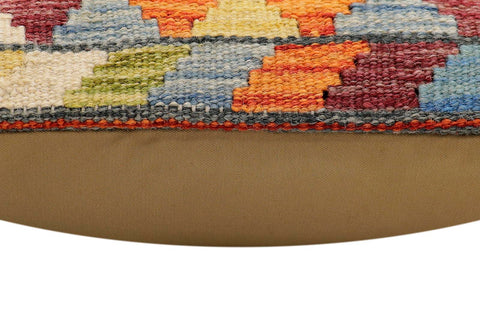 handmade Traditional Pillow Rust Blue Hand-Woven SQUARE 100% WOOL  Hand woven turkish pillow  2 x 2