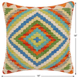 handmade Traditional Pillow Rust Beige Hand-Woven SQUARE 100% WOOL Hand woven turkish pillow2' x 2'